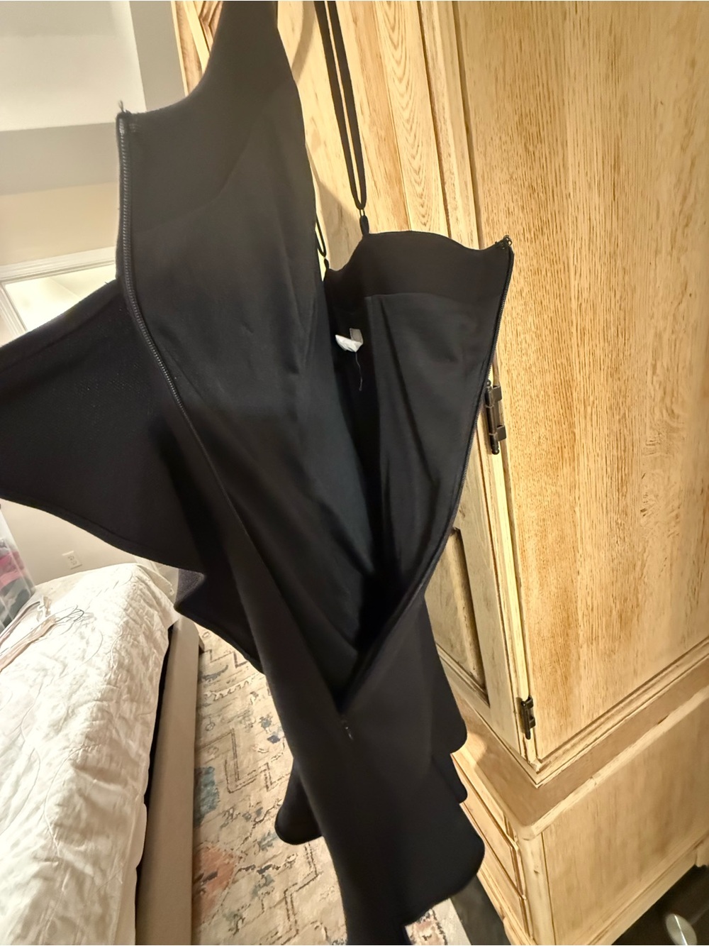 Black Spaghetti-Strap Ruffle Mini Dress - Picture 3 of 5